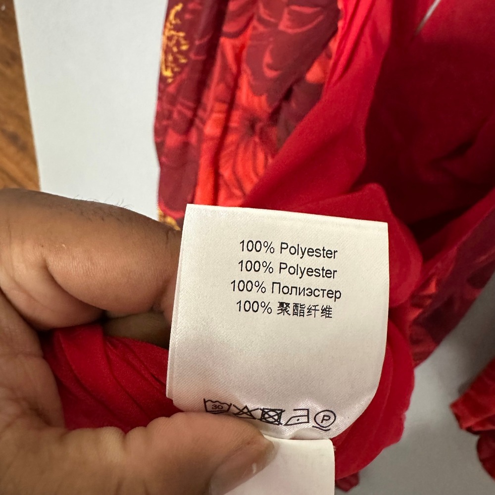 La DoubleJ Eve Open-Back Maxi Dress Red Floral Print Silk Chiffon Made in Italy - Picture 13 of 14